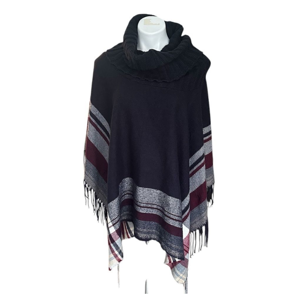 Indigo Soul Sweater Cowl Neck Blanket Poncho Navy OS NWT